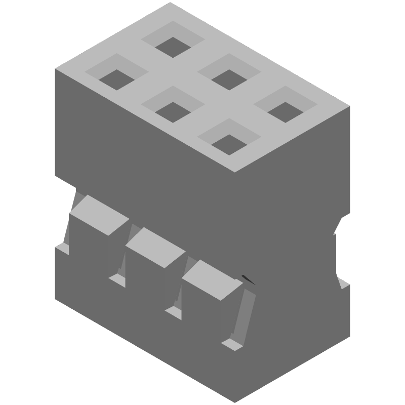 6 Pos 2 Row Female Receptacle Connector, 2mm Pitch, Crimp