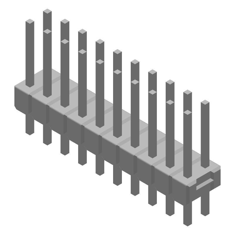 20 Pos 2.54mm Gold Pin Header, Straight, Thru-Hole, 5A