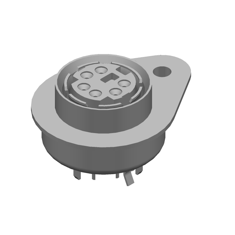 6 Pos Shielded Circular DIN Socket, Female, Solder, Thru-Hole, 1A, 30V