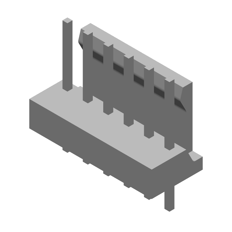 Wire-to-Board Header, 6 Pos, 2.54mm Pitch, Solder, Straight, Tin