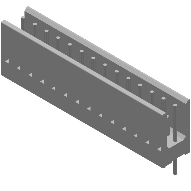 14 Pos Header, 2.54mm Pitch, Male Pin, Gold/Tin Plated, Through Hole