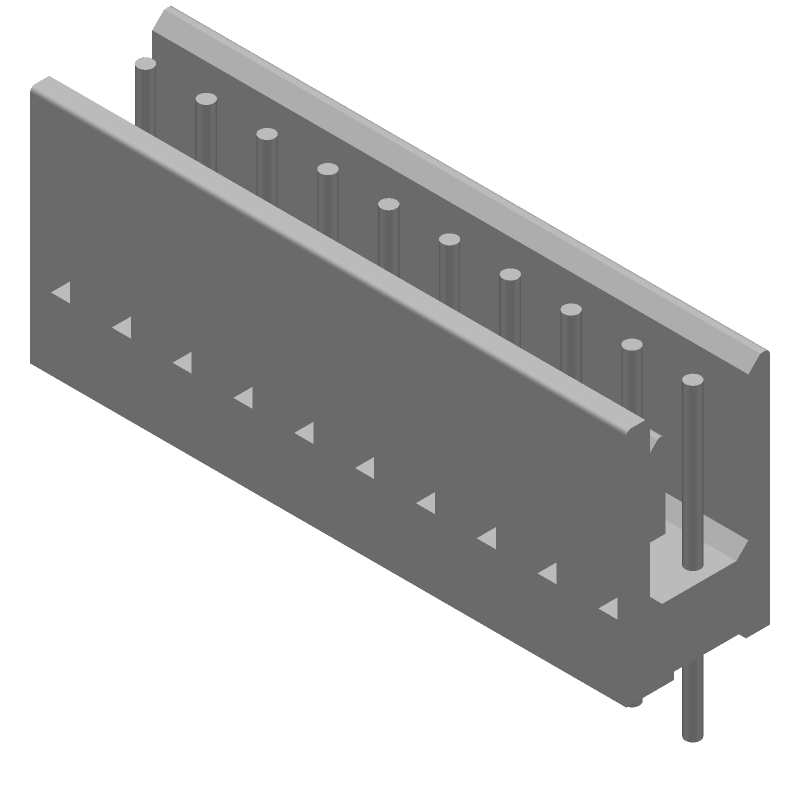 10 Pos 2.54mm Straight Shrouded Header, Gold Plated