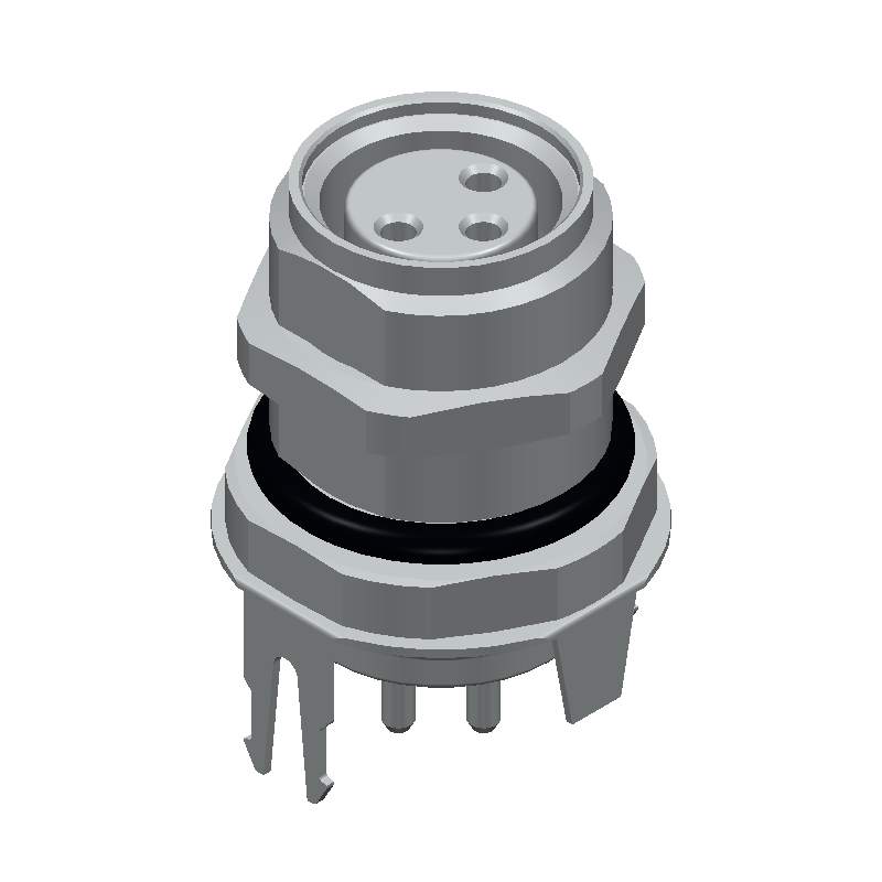 3-Pos Female Circular Connector, 4A, 60V, Solder, IP67