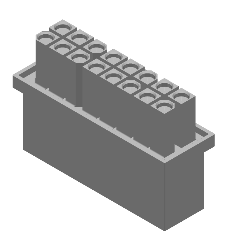 16 Pos Rectangular Connector, Wire-to-Wire, Crimp, White Housing