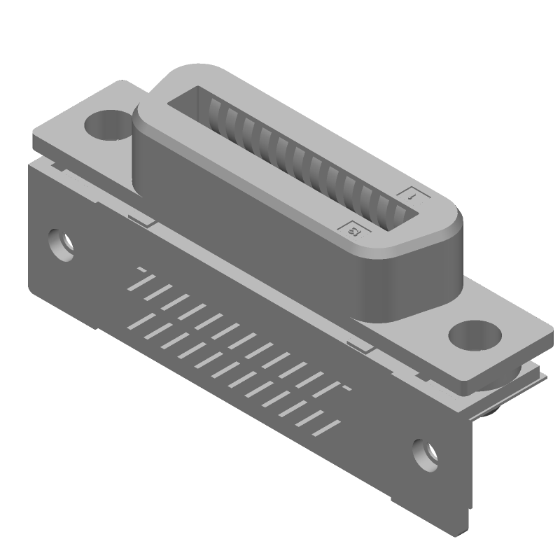24 Pos Right Angle Modular Ethernet Connector, Shielded, Gold/Tin Plated