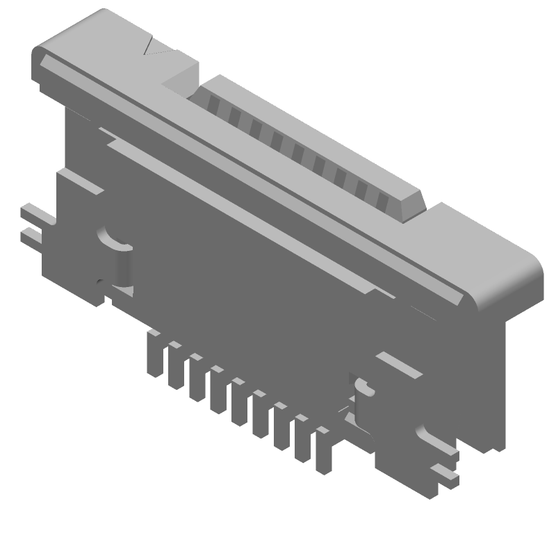 9 Pos 1 Row RA Header, 0.02" Pitch, Gold Plated, SMT