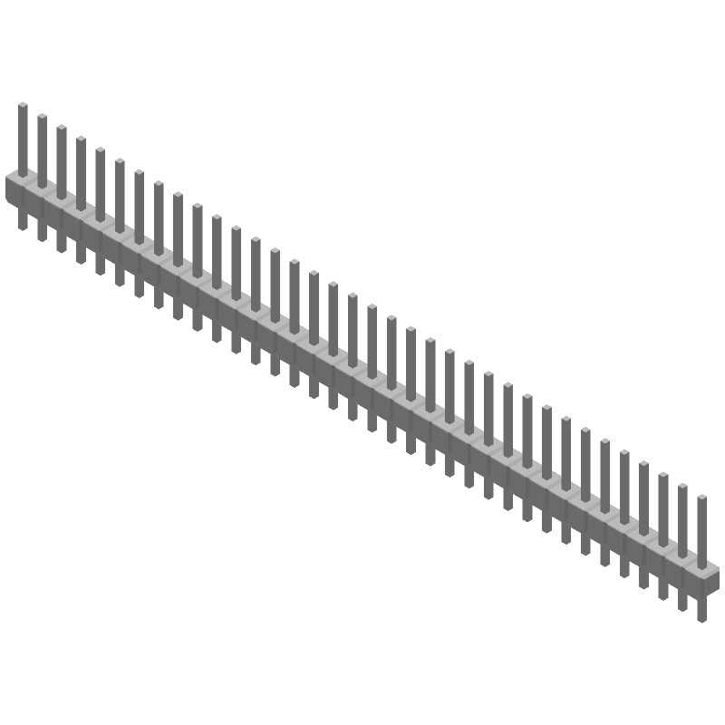 36 Pos 2.54mm Gold Pin Header, Straight, Thru-Hole