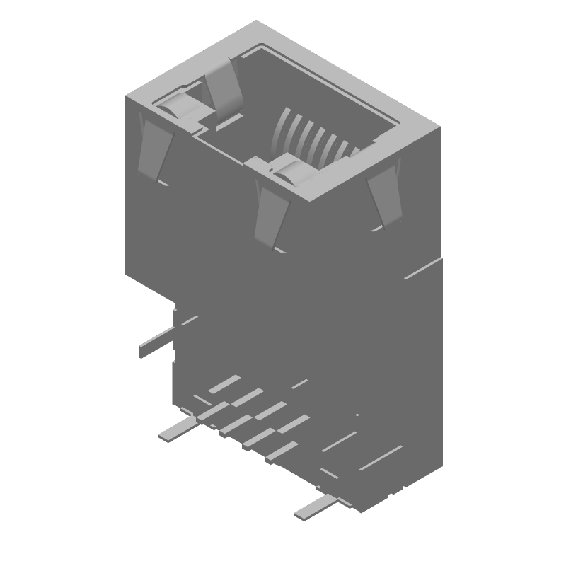 RJ11 Connector, 8 Pos, Right Angle, Press-Fit, Shielded, 1.5A, 150V