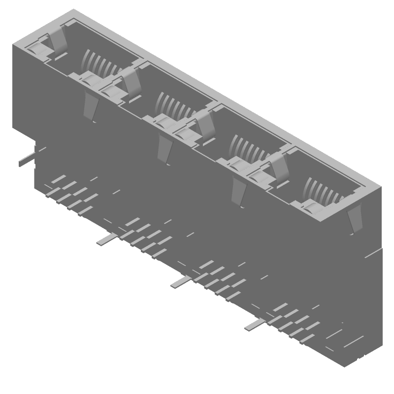 RJ45 Connector, 1x4, Right Angle, Shielded, 1.5A, 150V