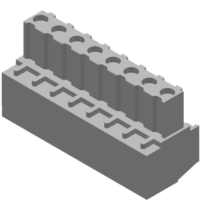 8 Pos Green Termi-Blok Plug, 11A, 300V, Right Angle, Side Stackable