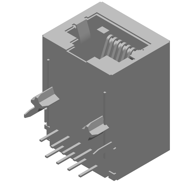 RJ11 Connector, 8 Pos, RA, Solder, Shielded, 1.5A, 150V