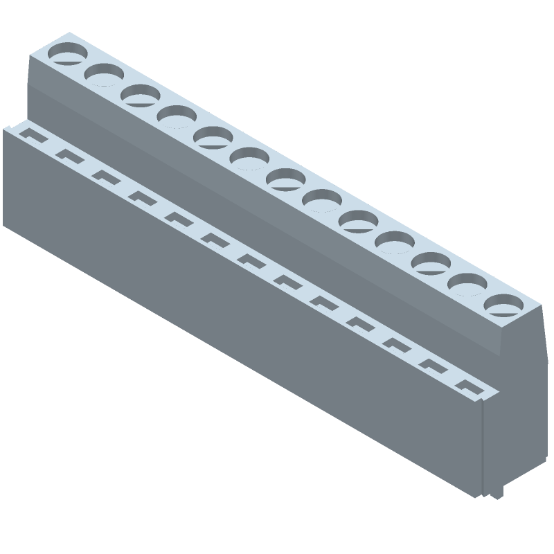 7 Pos Terminal Block, 24A, 600V, Solder, Thru-Hole, Green