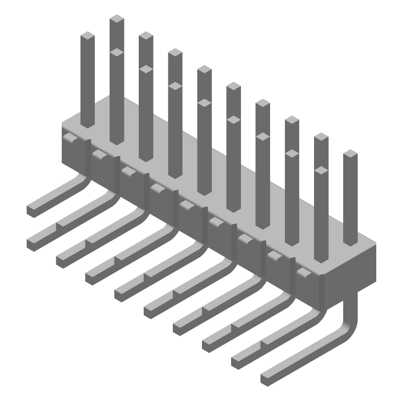 18 Pos 2.54mm RA Thru-Hole Header, Male, 3A, Gold