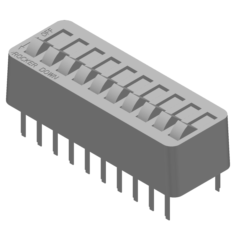 DIP Rotary Slide Switch, 10 Pos, SPST, 1A, 40VDC, Thru-Hole