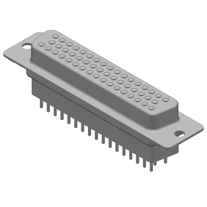50 Pos Female D-Sub Connector, Straight, Through Hole, Gold/Tin Plated