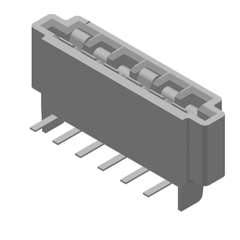 FFC/FPC Connector, ZIF, 6 Pos, 2.54mm, RA, Thru-Hole, 1A, 250V