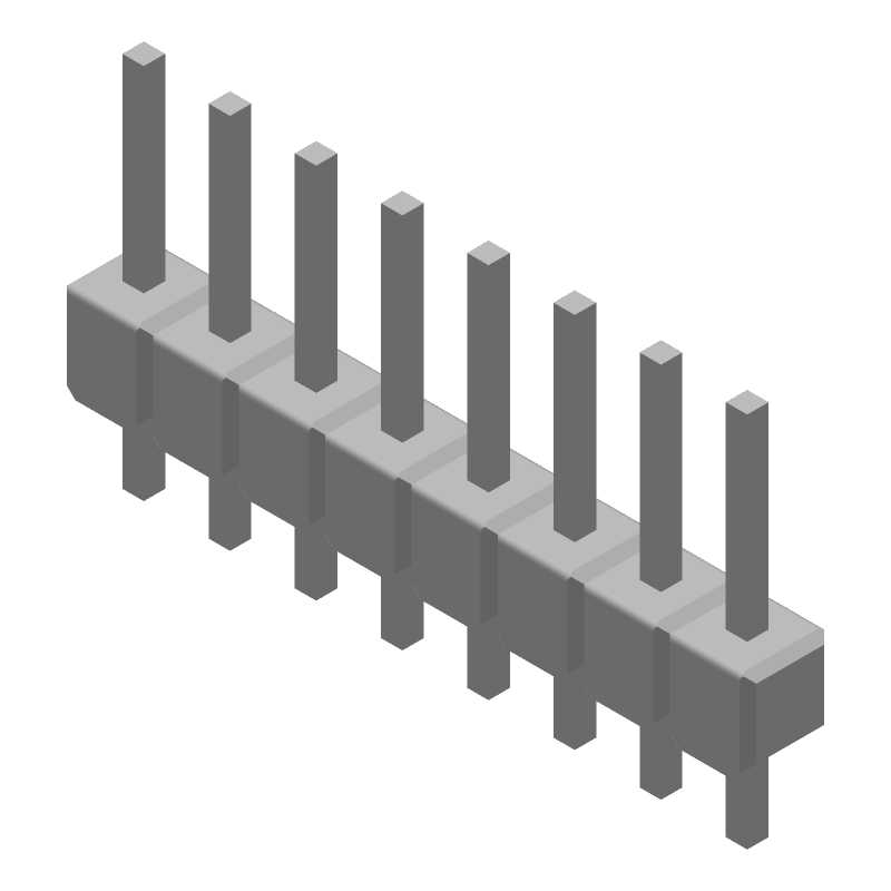 8 Pos 2.54mm Straight Header, Male Pin, Gold/Tin Plated