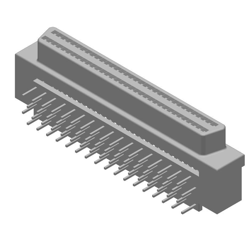 68 Pos 4 Row Right Angle Plug, 100V, 1A, Gold/Tin, Through Hole