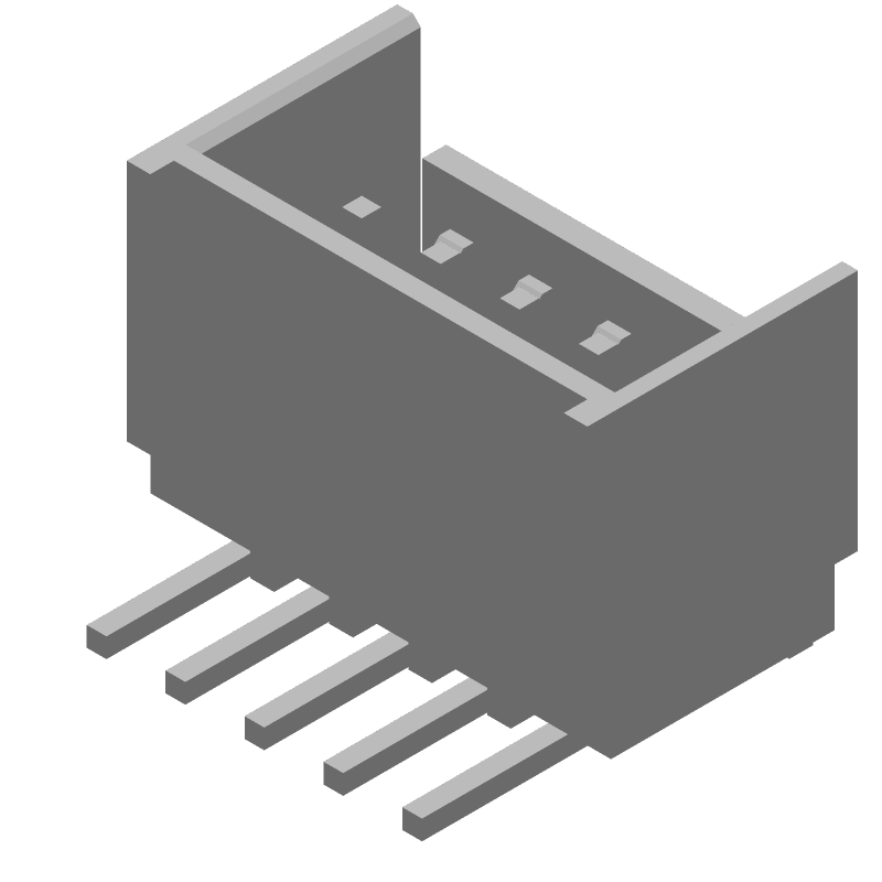 5 Pos 2.54mm RA Shrouded Header, Male Pin, Solder, 5A, 250V