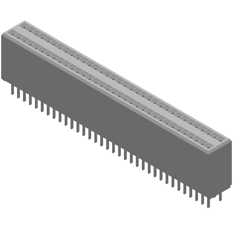 68 Pos 1.27mm Socket Header, Straight, Thru-Hole, 4A, Gold