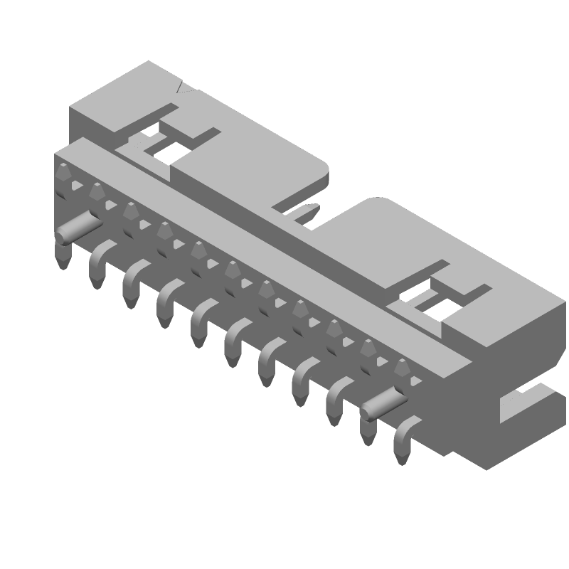 22 Pos 2 Row 2mm Pitch Male Header, Surface Mount, Gold Plated