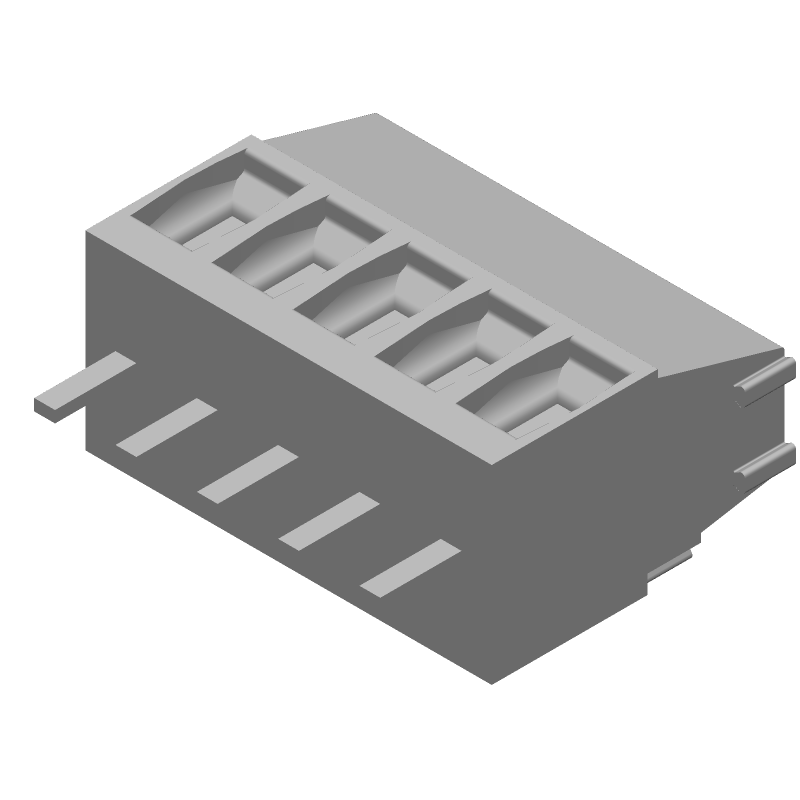 5 Pos 3.5mm Pitch Terminal Block, 12A, 300V, Solder, Thru-Hole, Green