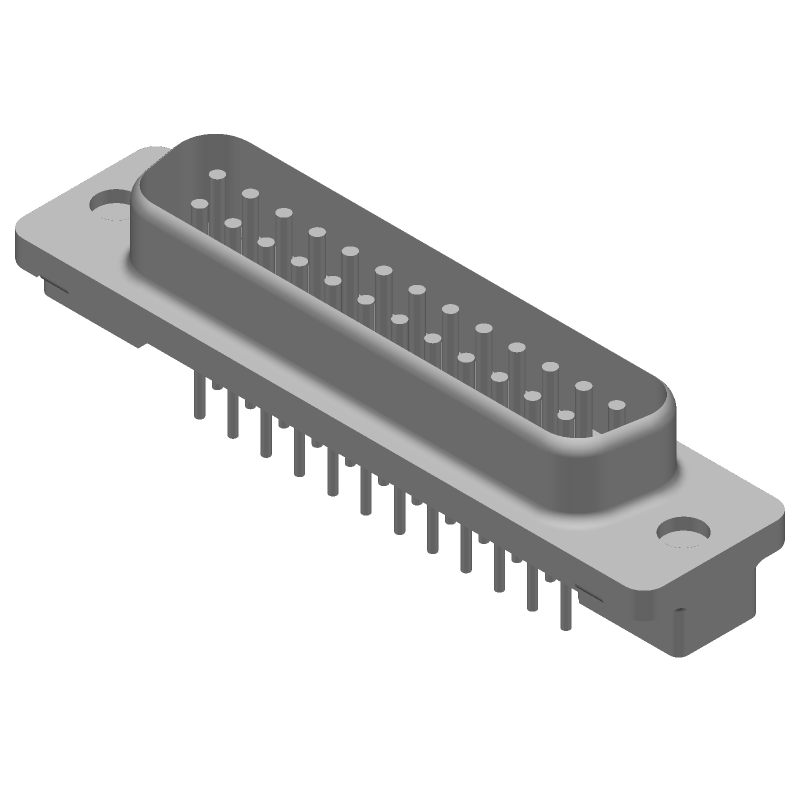 25 Pos D-Sub Connector, Male, Straight, Solder, Through Hole, Gold/Tin Plated
