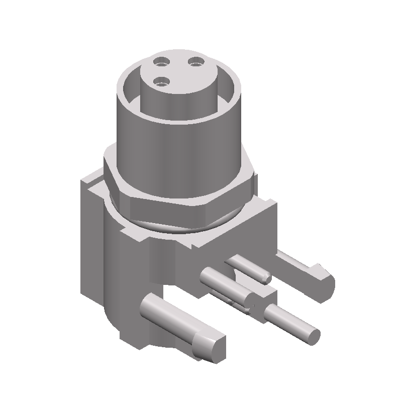 3-Pos Female Circular Connector, 4A, 60V, Solder, Right Angle, IP67