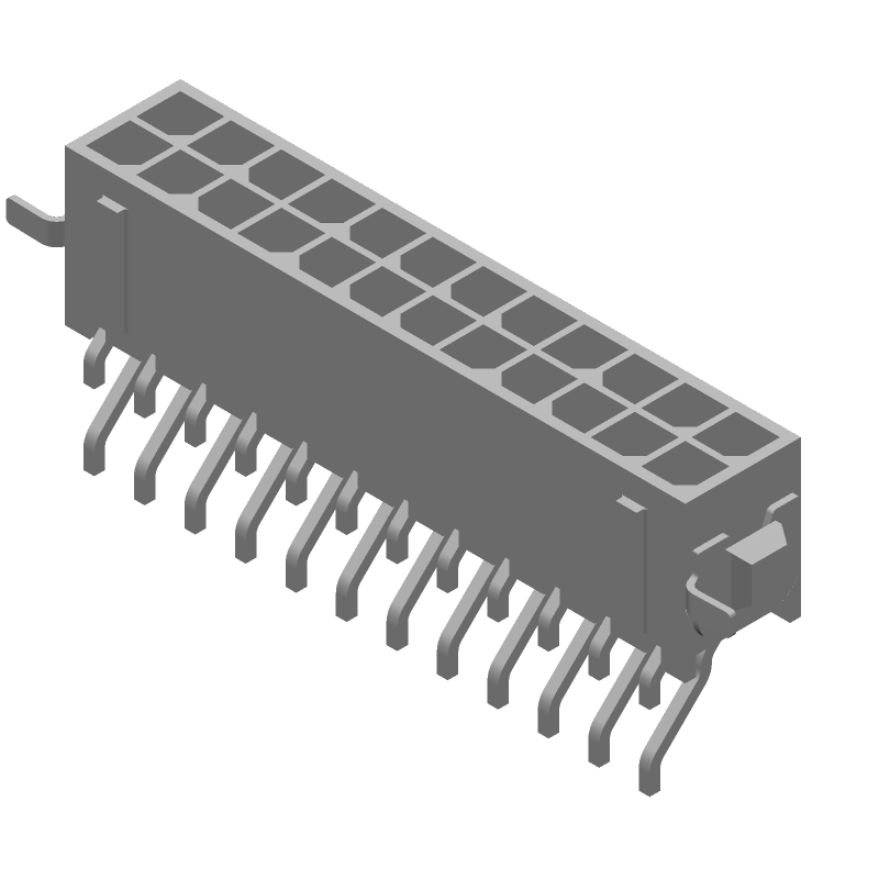Power Connector, 24 Pos, 5A, 250V AC, RA SMD, Gold/Tin