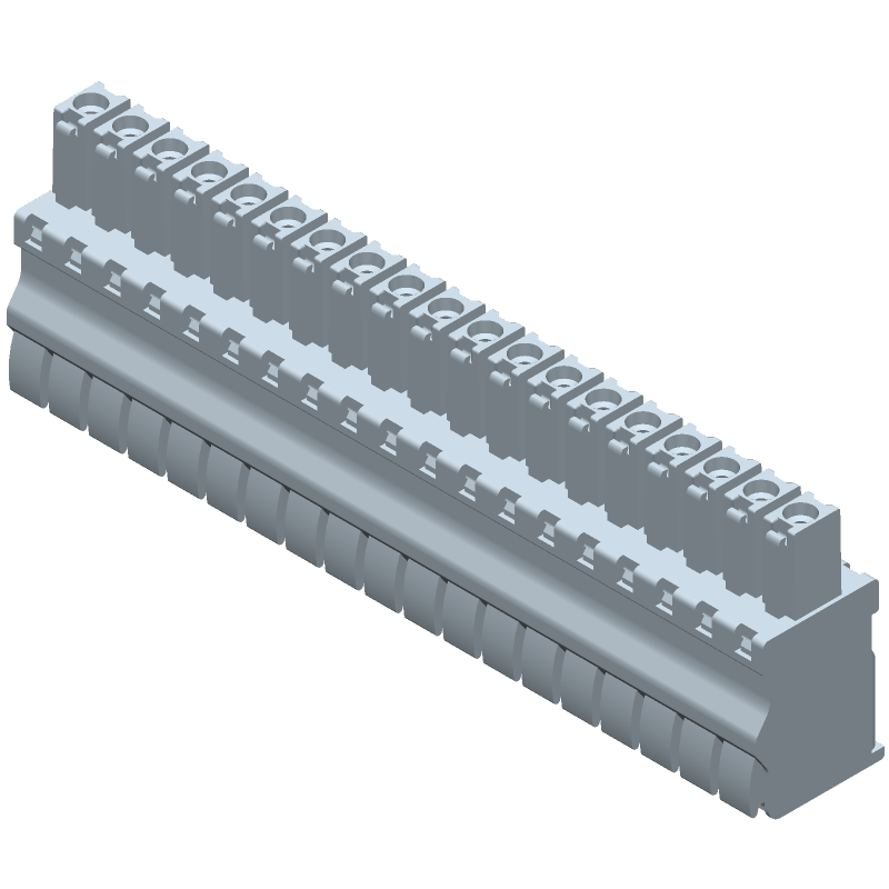 19 Pos 3.5mm Screwless Terminal Block, 300V, 11A, Green