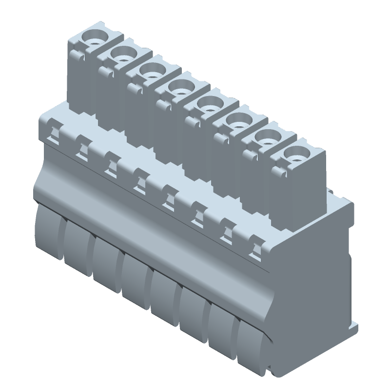 8 Pos 3.5mm Pitch Green Terminal Block, 300V, 11A, Push-In