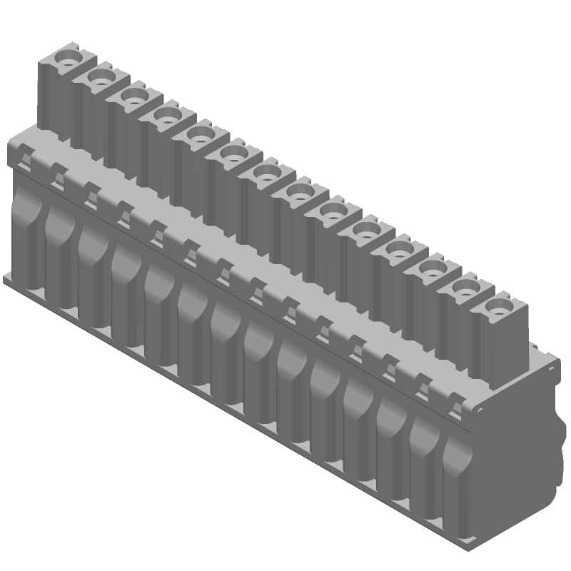 14 Pos Terminal Block, 300V, 11A, Push-In, Straight, Green