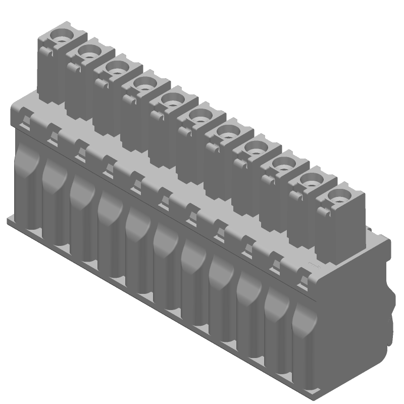 11 Pos Terminal Block, 300V, 9A, Push-In, Straight, Green