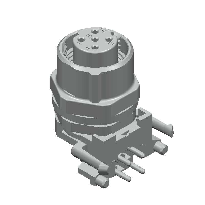 4-Pos Female Circular Connector, Right Angle, Solder, IP67, 250V, 4A
