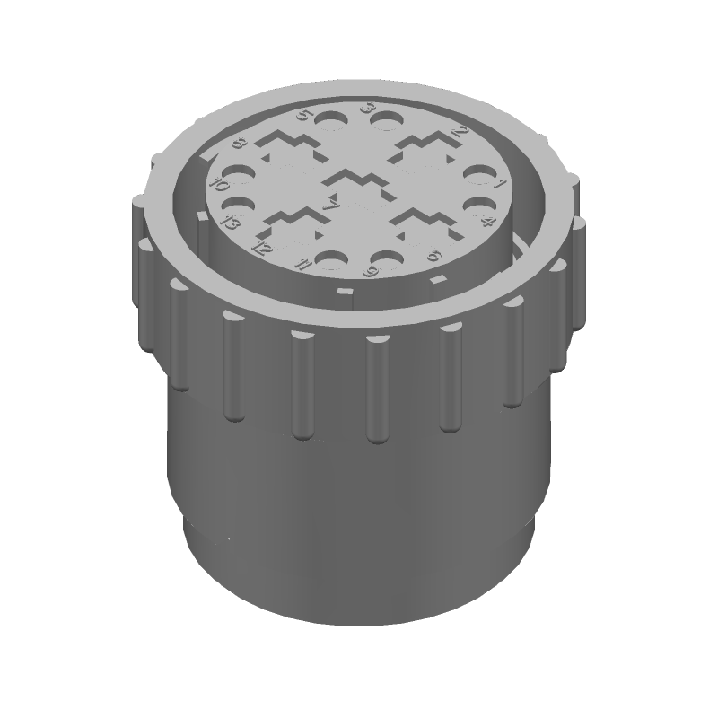 CPC Plug, 13 Pos, Female Crimp, 250V, Black Thermoplastic