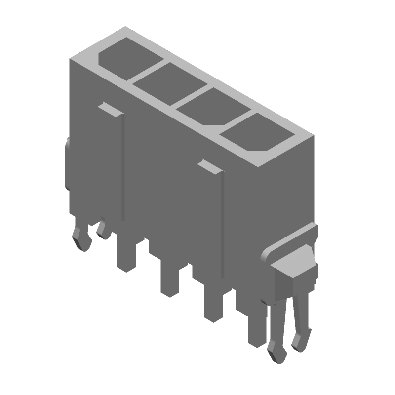 4 Pos Wire-to-Board Header, 5A, Gold, Straight, Through Hole, UL94 V-0
