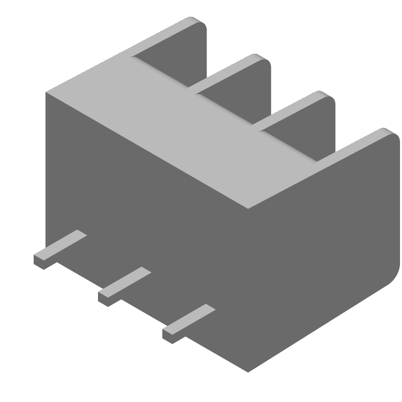 3 Pos Barrier Strip, 6.35mm Pitch, 10A, 300V, Solder, Thru-Hole