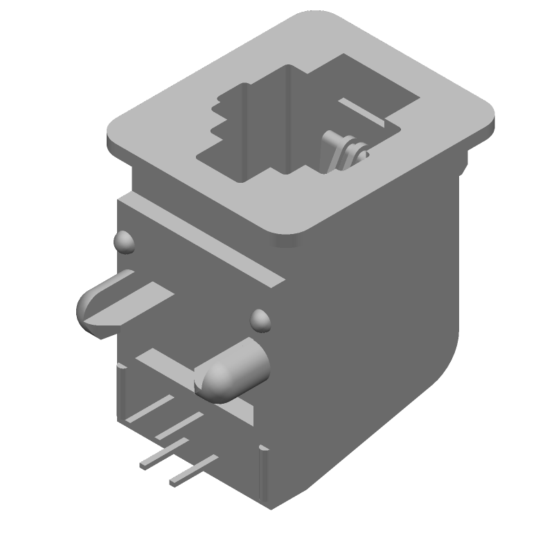 6P RJ45 Connector, Right Angle, Female, Gold Plated Bronze