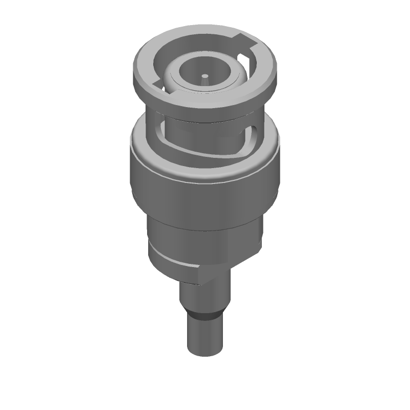 BNC RF Connector, Male, 50 Ohm, Crimp, Straight, 2.5GHz