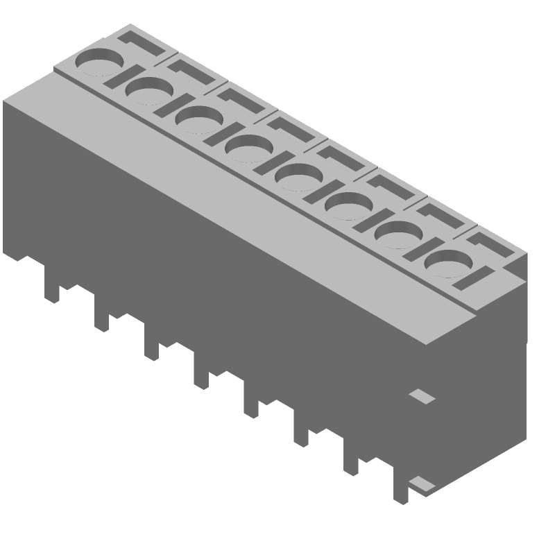 8 Pos 5.08mm Screwless Terminal Block, 10A, 300V, Straight