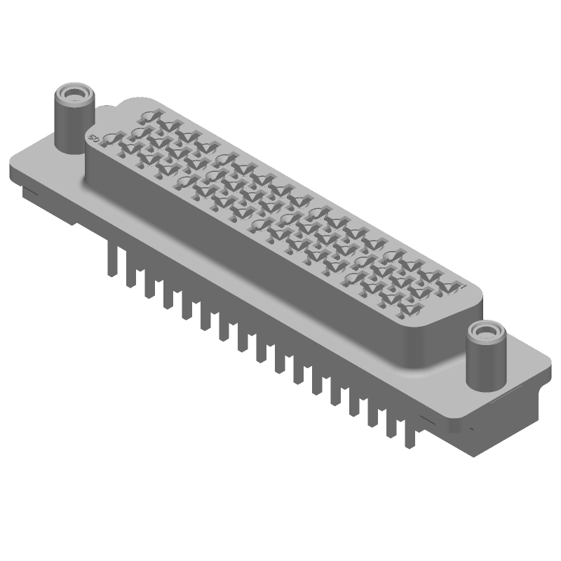 50 Pos D-Sub Connector, Female, Signal, Gold/Tin Plated, Through Hole
