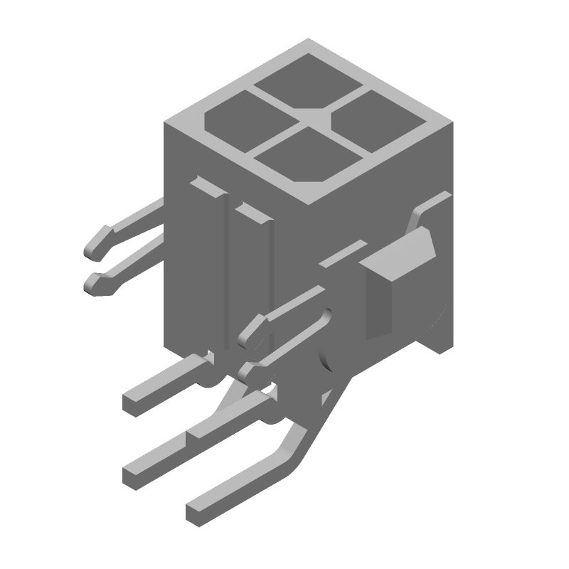 4 Pos Power Connector, Wire-to-Board, 5A, 250V, Right Angle, Through Hole