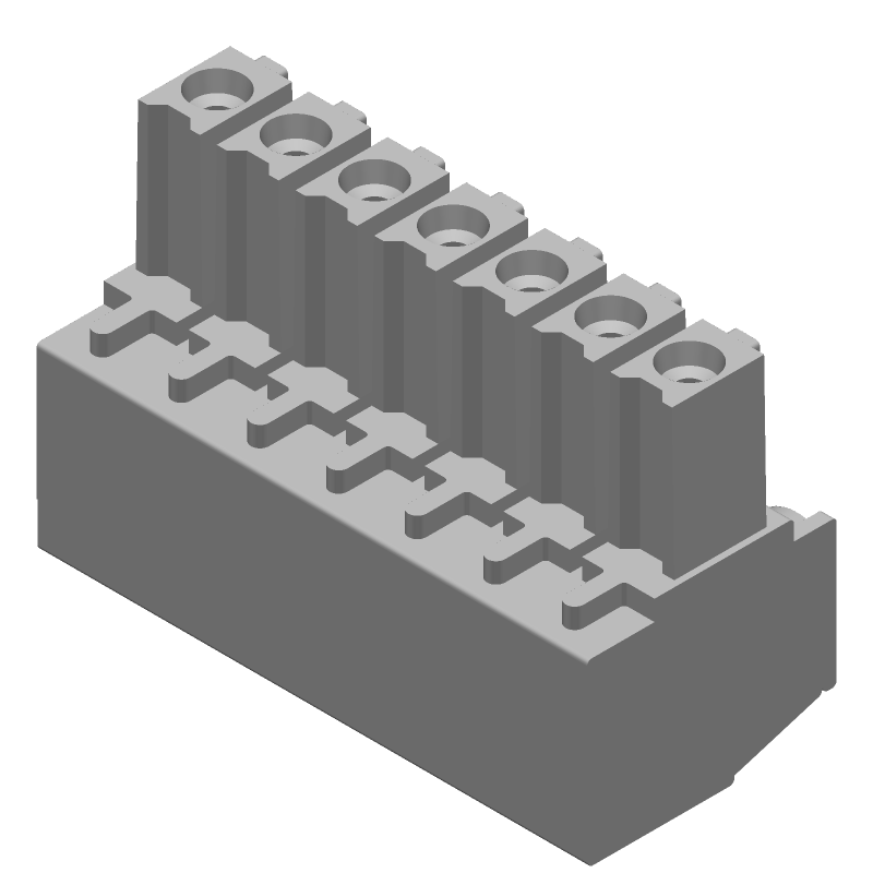 7 Pos 3.5mm RA Solder Terminal Block, 11A, 300V, Green