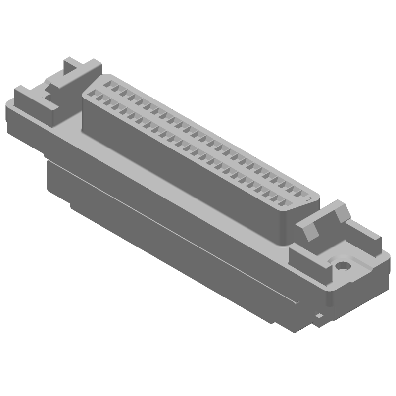 50 Pos 2 Row IDC Panel Mount Receptacle, Right Angle, Gold/Tin