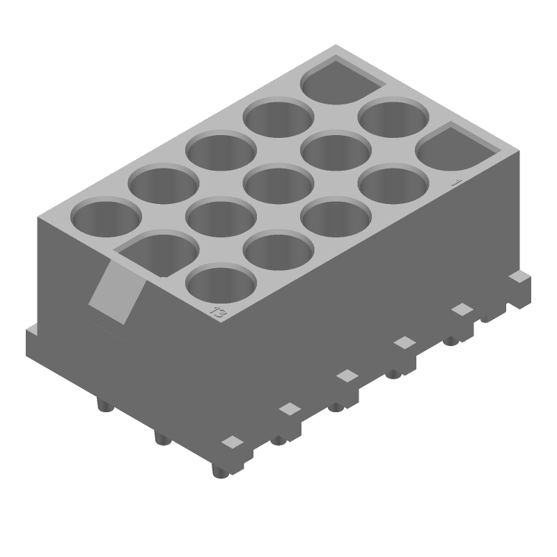 15 Pos Power Connector, Wire-to-Board, 19A, 600V, Gold Pin HDR