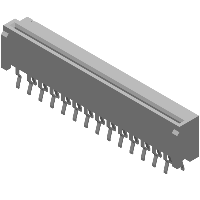 28 Pos FFC/FPC ZIF Conn, 1.25mm Pitch, Straight, Thru-Hole