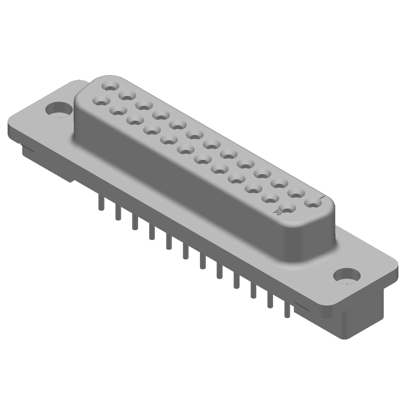 25 Pos Female D-Sub Connector, Shielded, Straight, TH