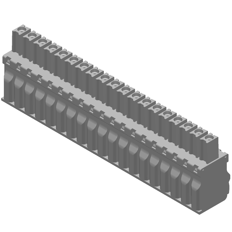 19 Pos Screwless Terminal Block, 300V, 11A, 3.5mm Pitch, Green