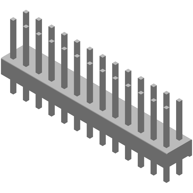 26 Pos 2.54mm Unshrouded Header, Male, Straight, 5A, Tin Plated