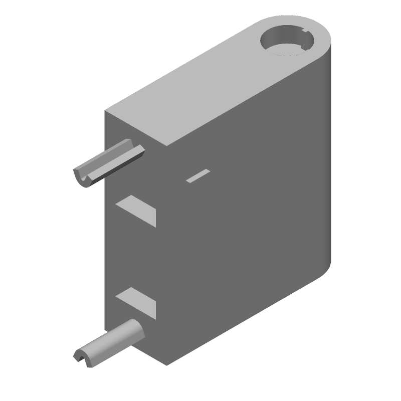 Female Right Angle Connector, 2 Pos, Tin Brass, Red Nylon